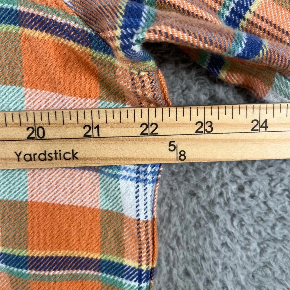 Polo Ralph Lauren Mens Medium Classic Fit Orange Plaid Flannel Button Down Shirt